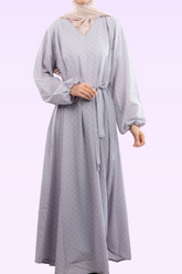 Printed Leaf And Flower Design Maxi - Light Purple - Jalbaab