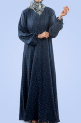 Printed Leaf Maxi - Navy Blue - Jalbaab