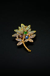 Stoned Leaf Brooch - Jalbaab