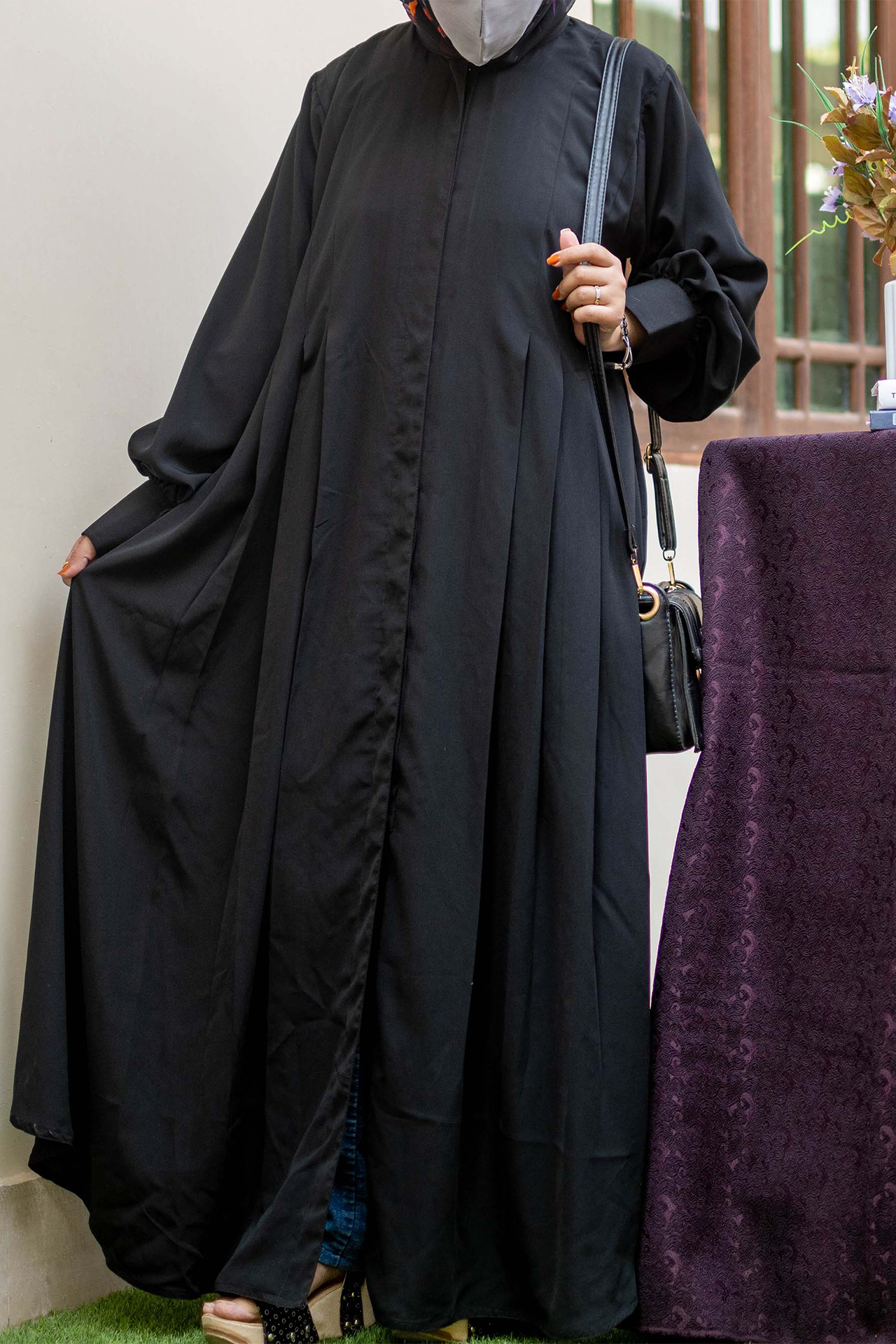 Platted Gown - Black