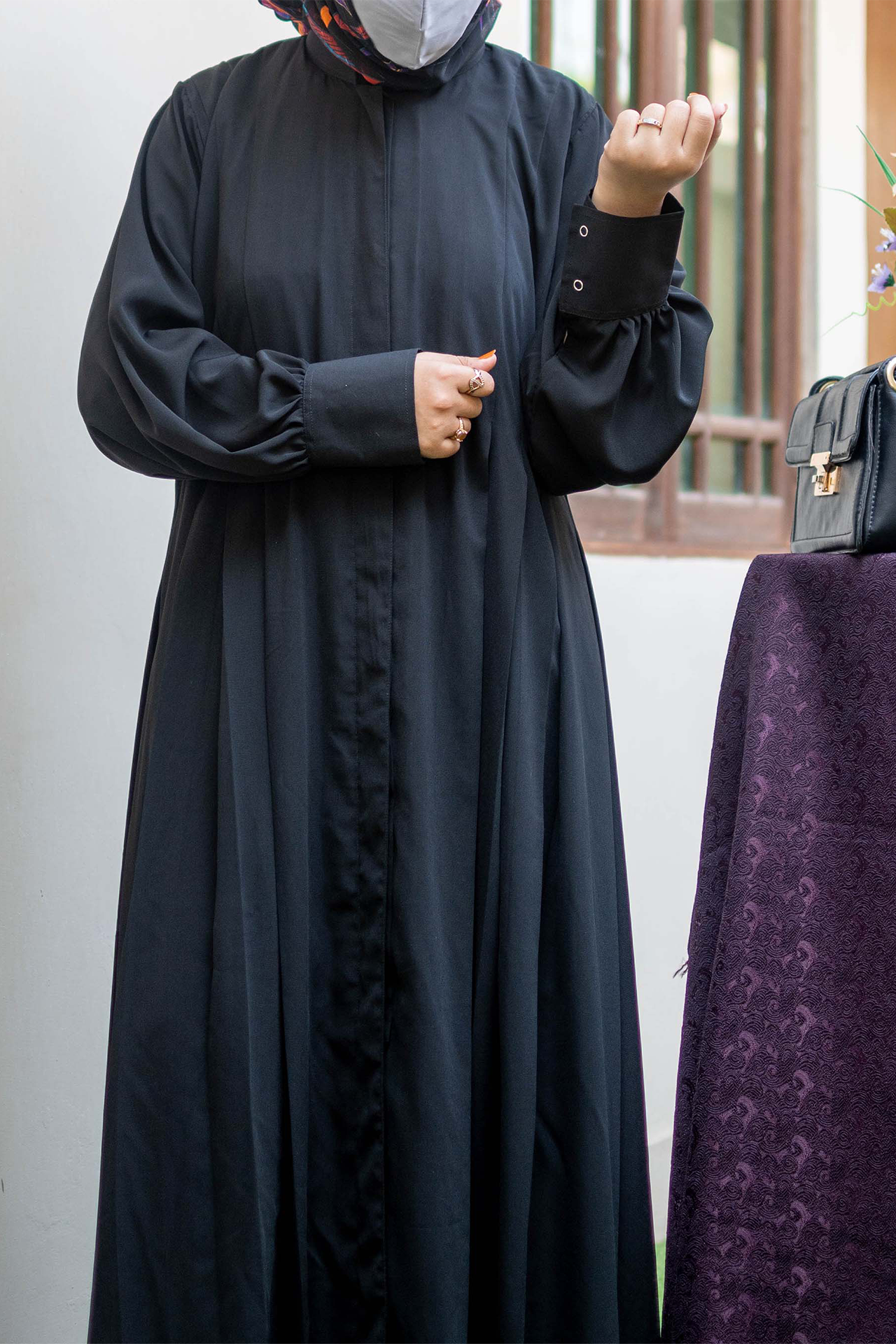 Platted Gown - Black