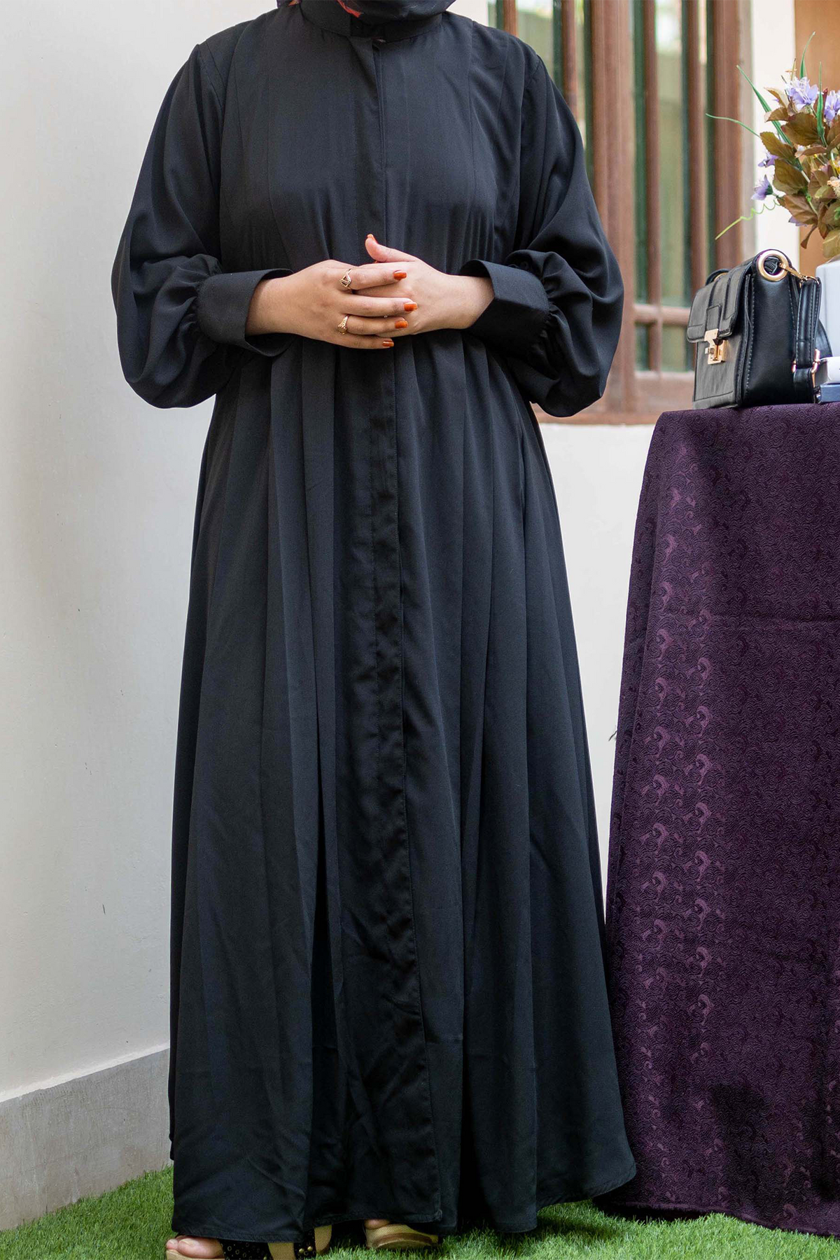 Platted Gown - Black