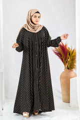 Zara - Noir Lines Pattern Abaya