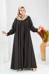 Zara - Noir Lines Pattern Abaya