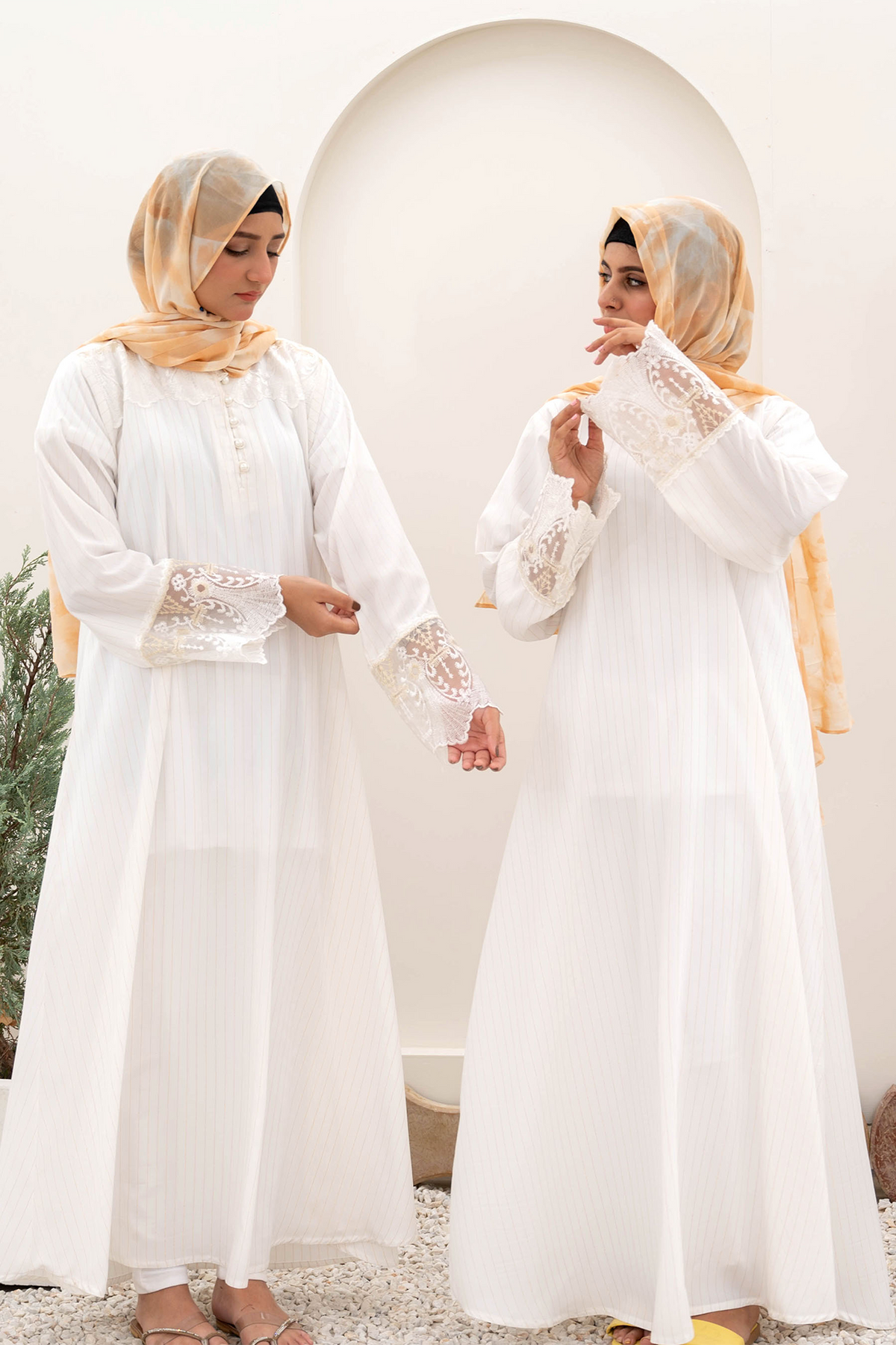 Hareer Maxi Combo Abaya - White