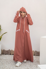 Modest Hoodie Abaya – Salmon Pink