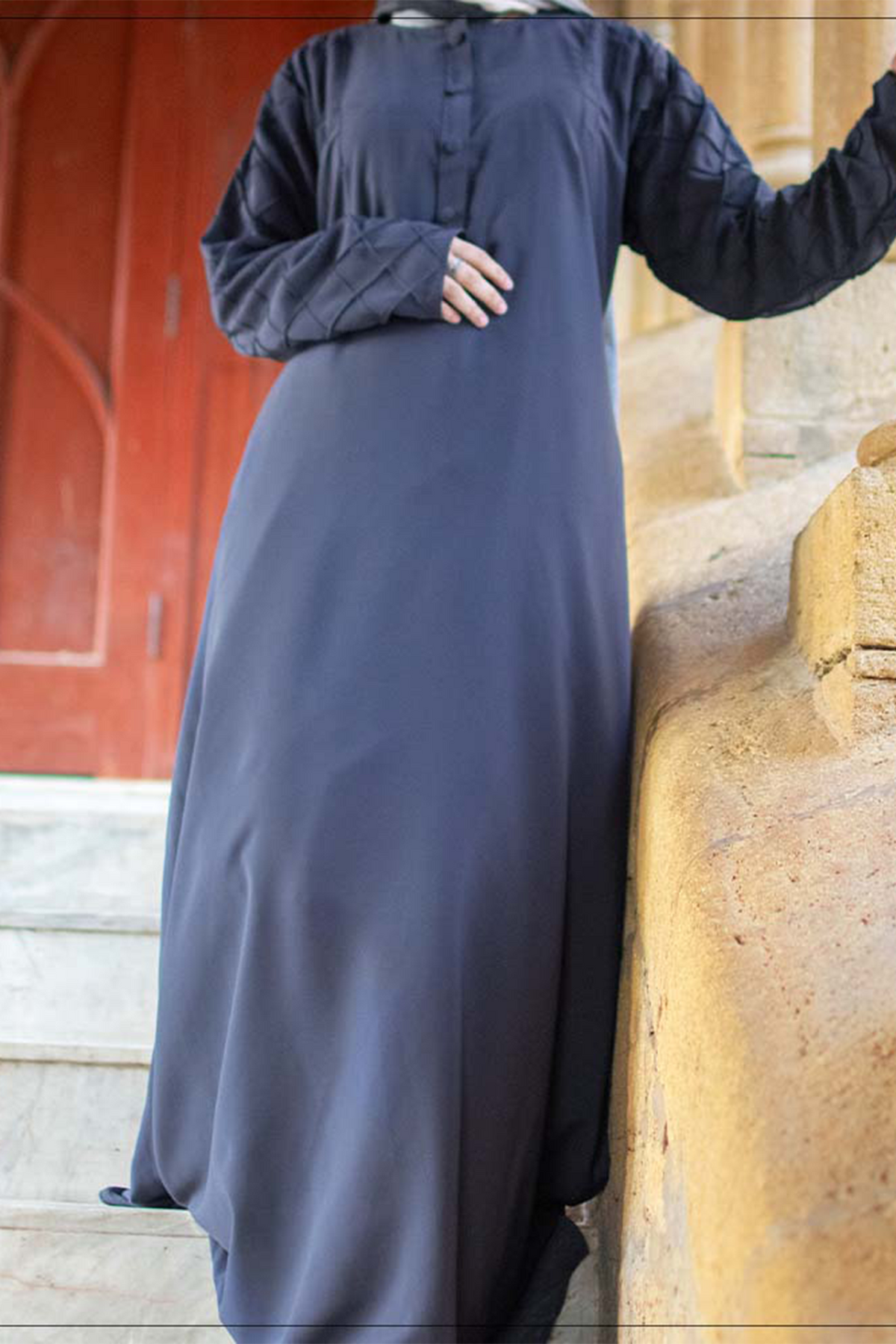 Pintexted Sleeves Maxi - Grey