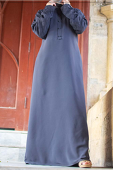 Pintexted Sleeves Maxi - Grey
