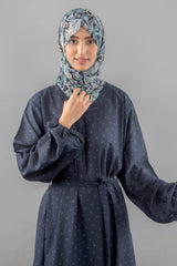 White Strokes Printed Maxi - Dark Grey - Jalbaab