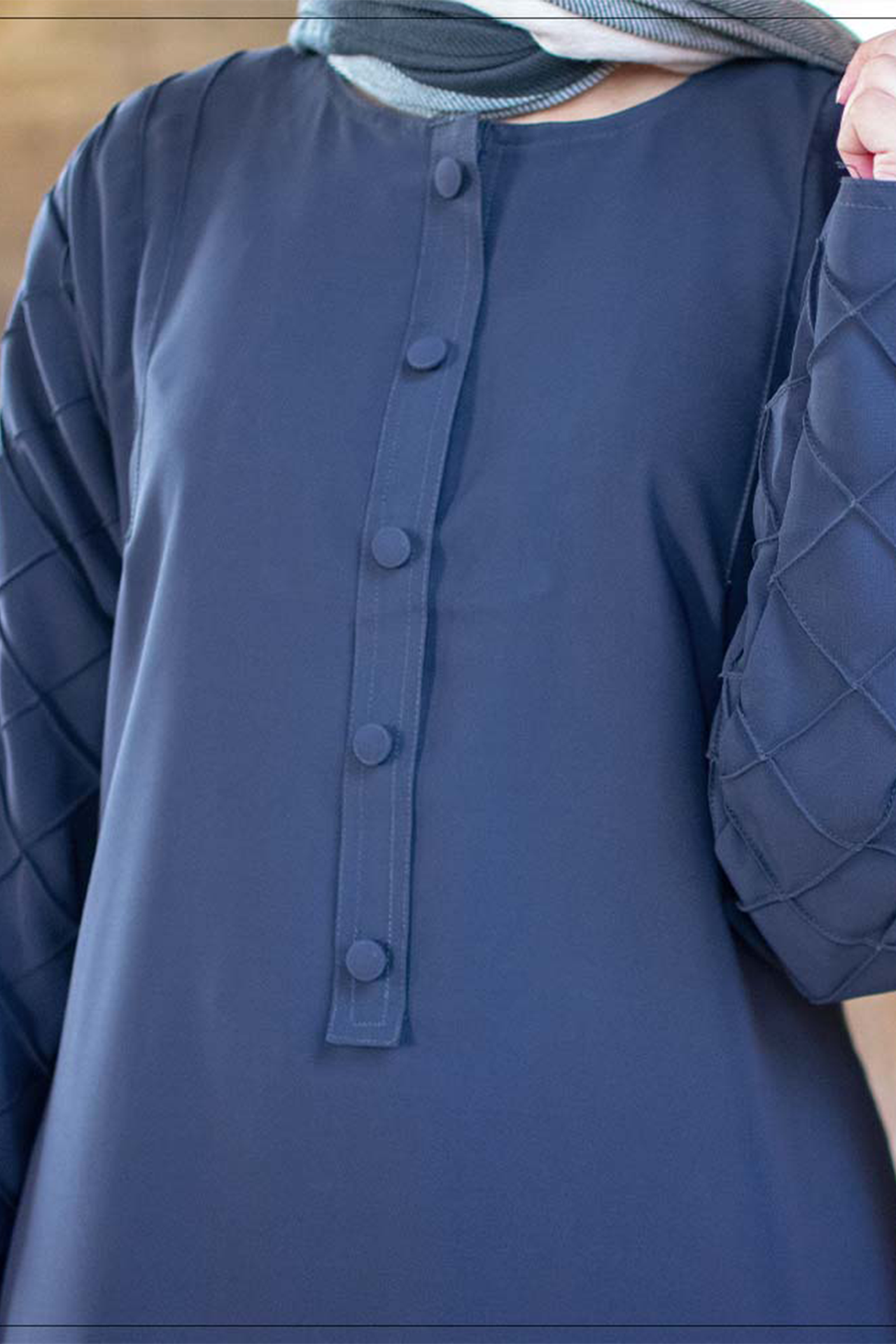Pintexted Sleeves Maxi - Grey