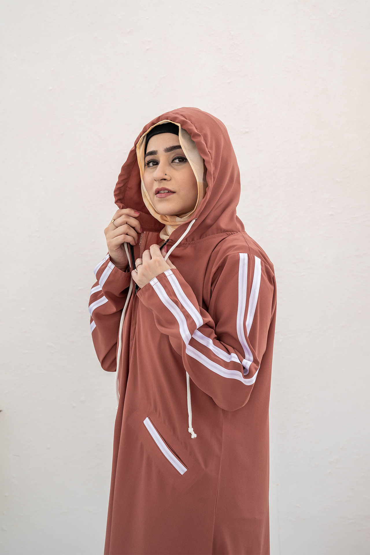 Modest Hoodie Abaya – Salmon Pink