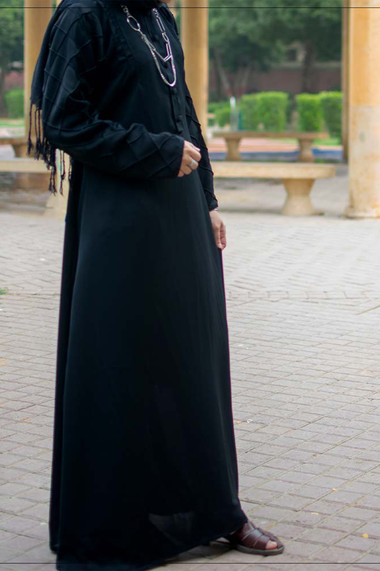 Pintexted Sleeves Maxi - Black