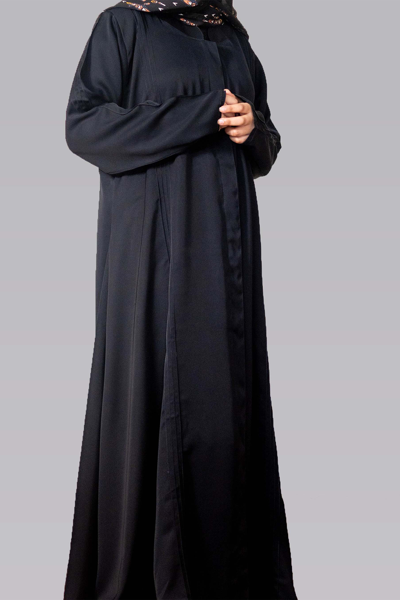Pure Classy Lined Gown Abaya - Black