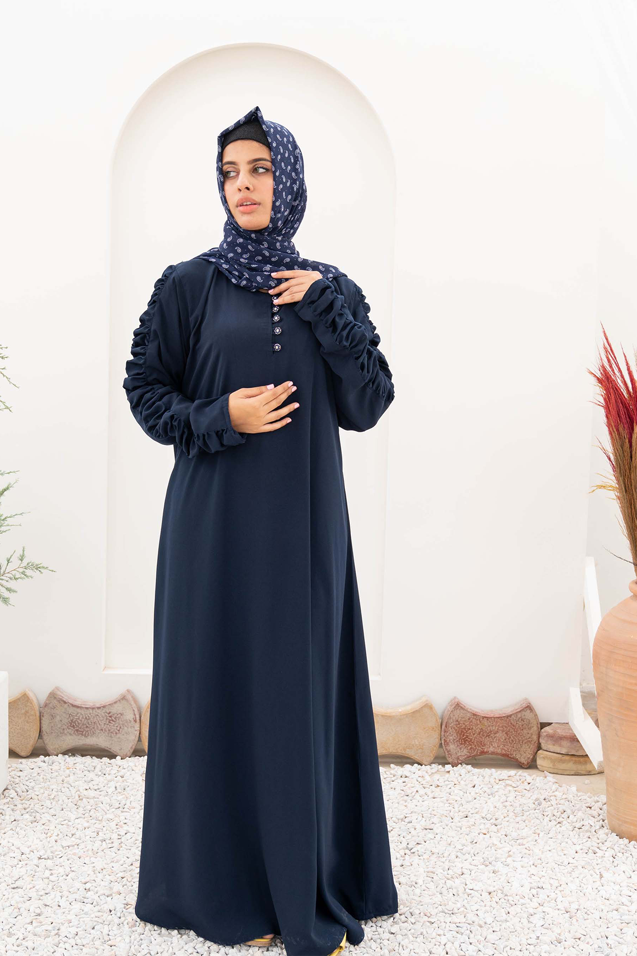 Gazer Style Maxi Abaya - Navy Blue