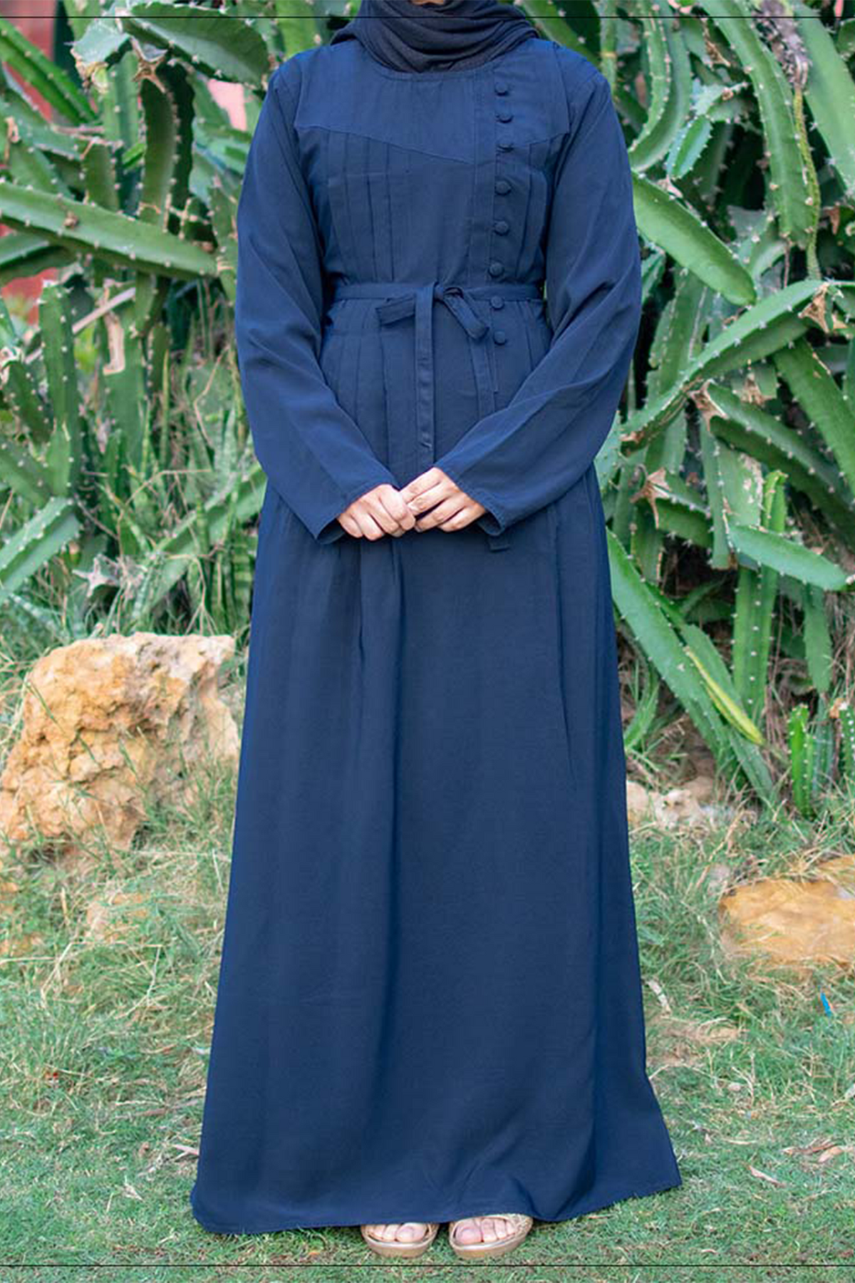 Pleated Chest Maxi - Blue