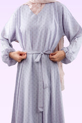 Printed Leaf And Flower Design Maxi - Light Purple - Jalbaab