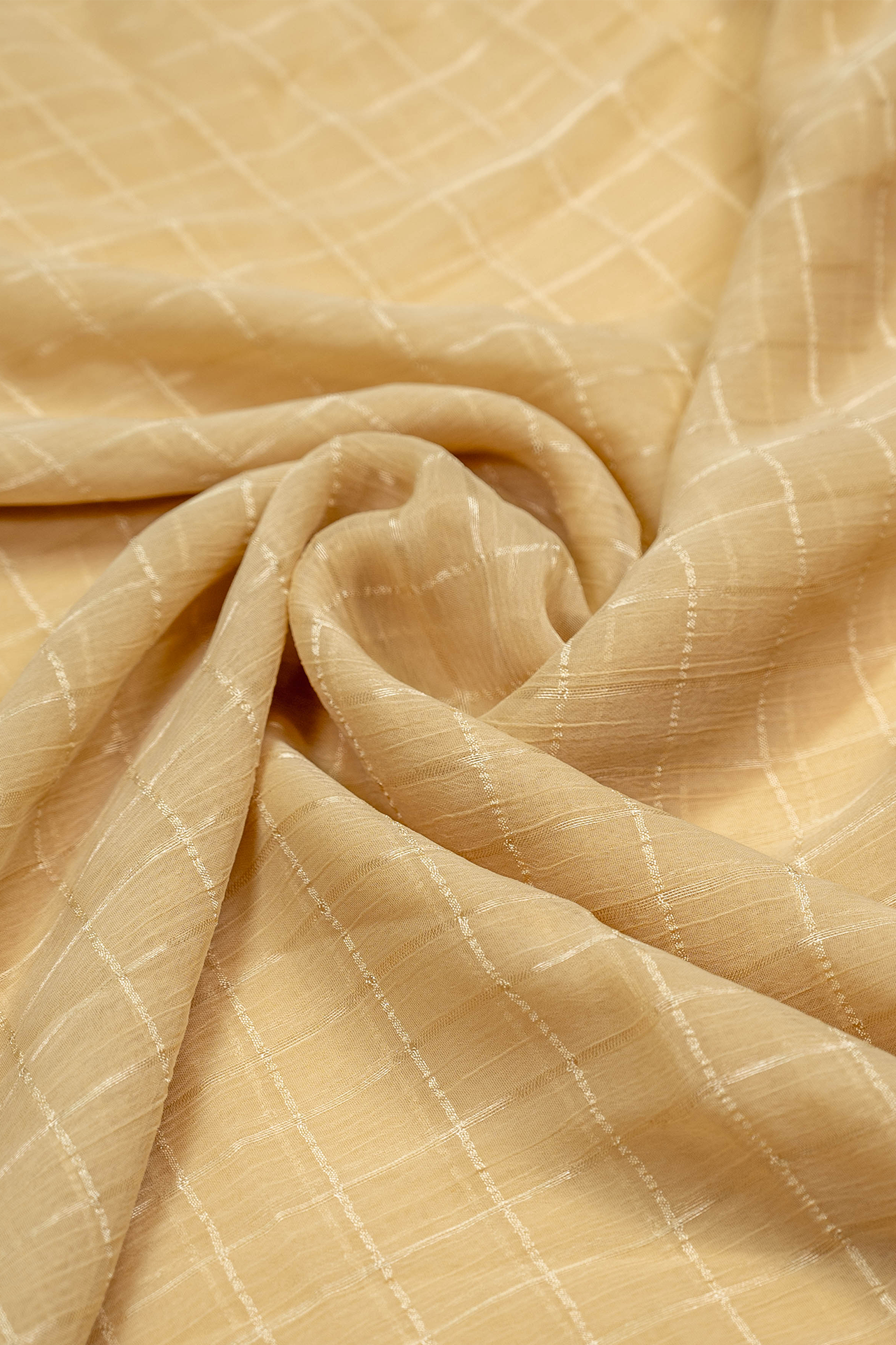 Cubical Textured Georgette Staller - Fawn