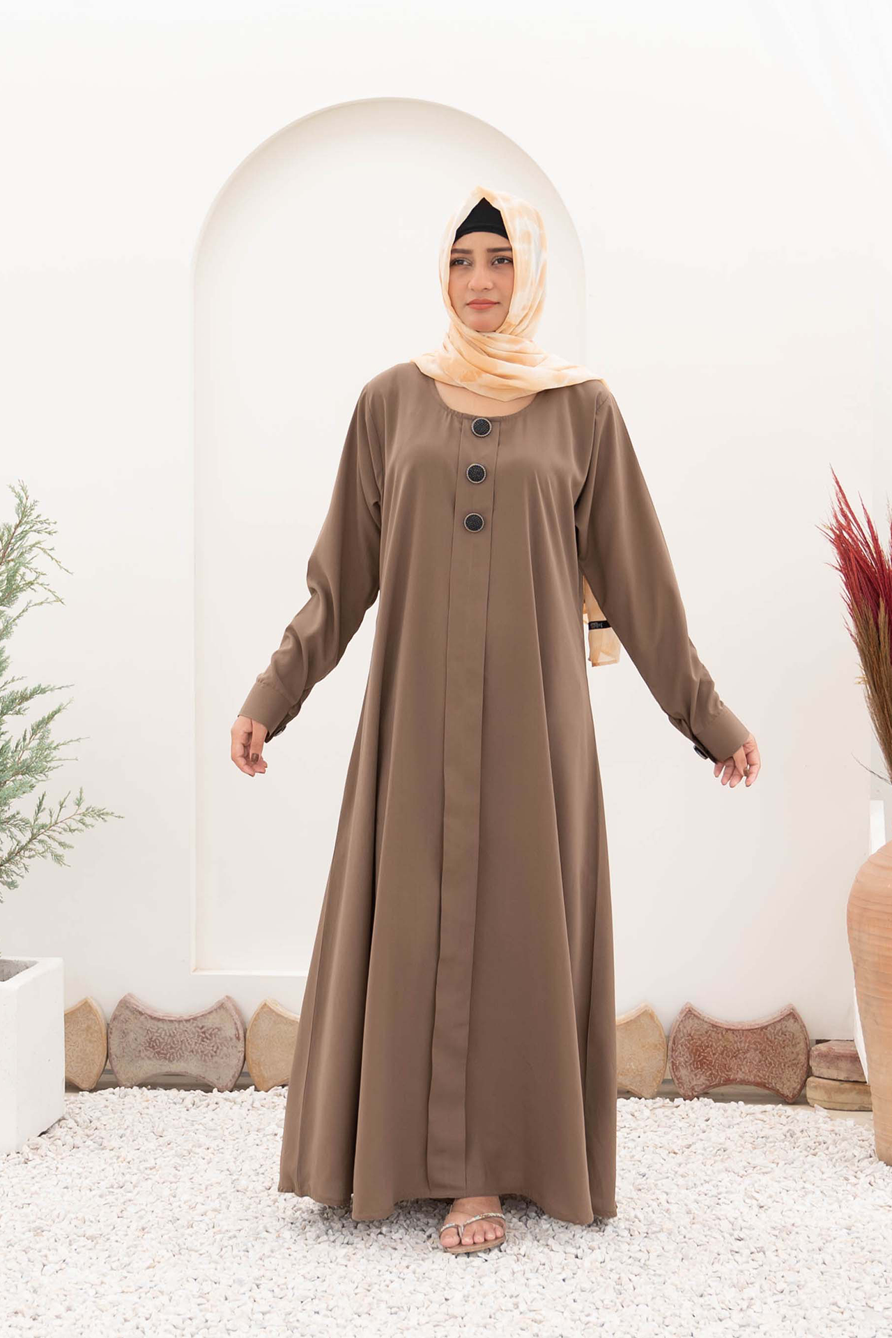 Turkish Style Maxi Abaya - Khaaki
