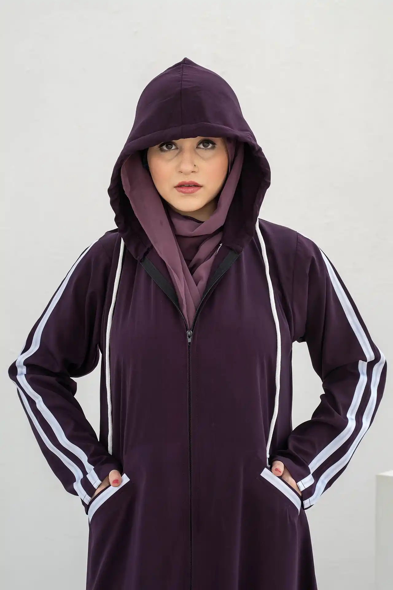 Modest Hoodie Abaya – Deep Violet