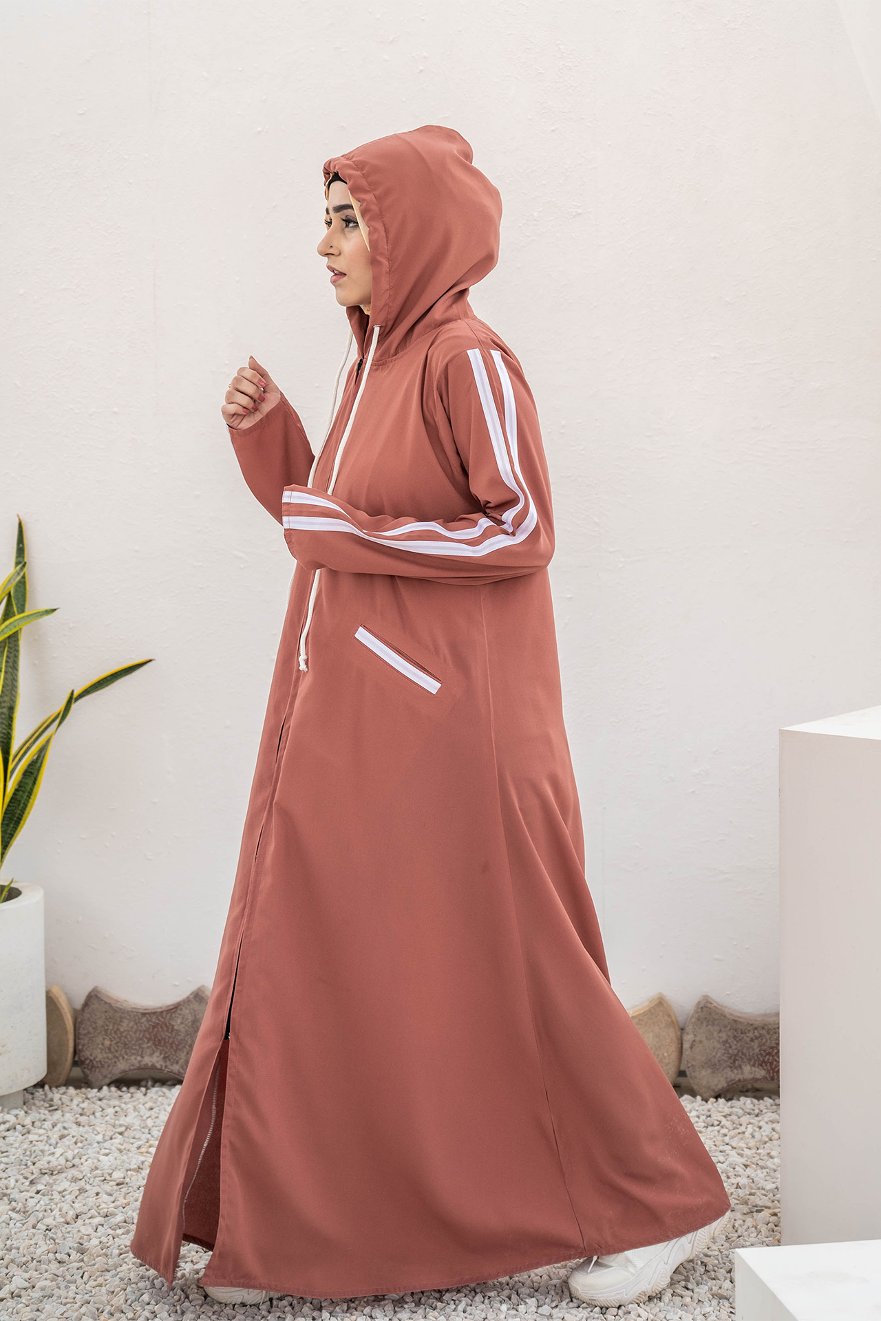 Modest Hoodie Abaya – Salmon Pink