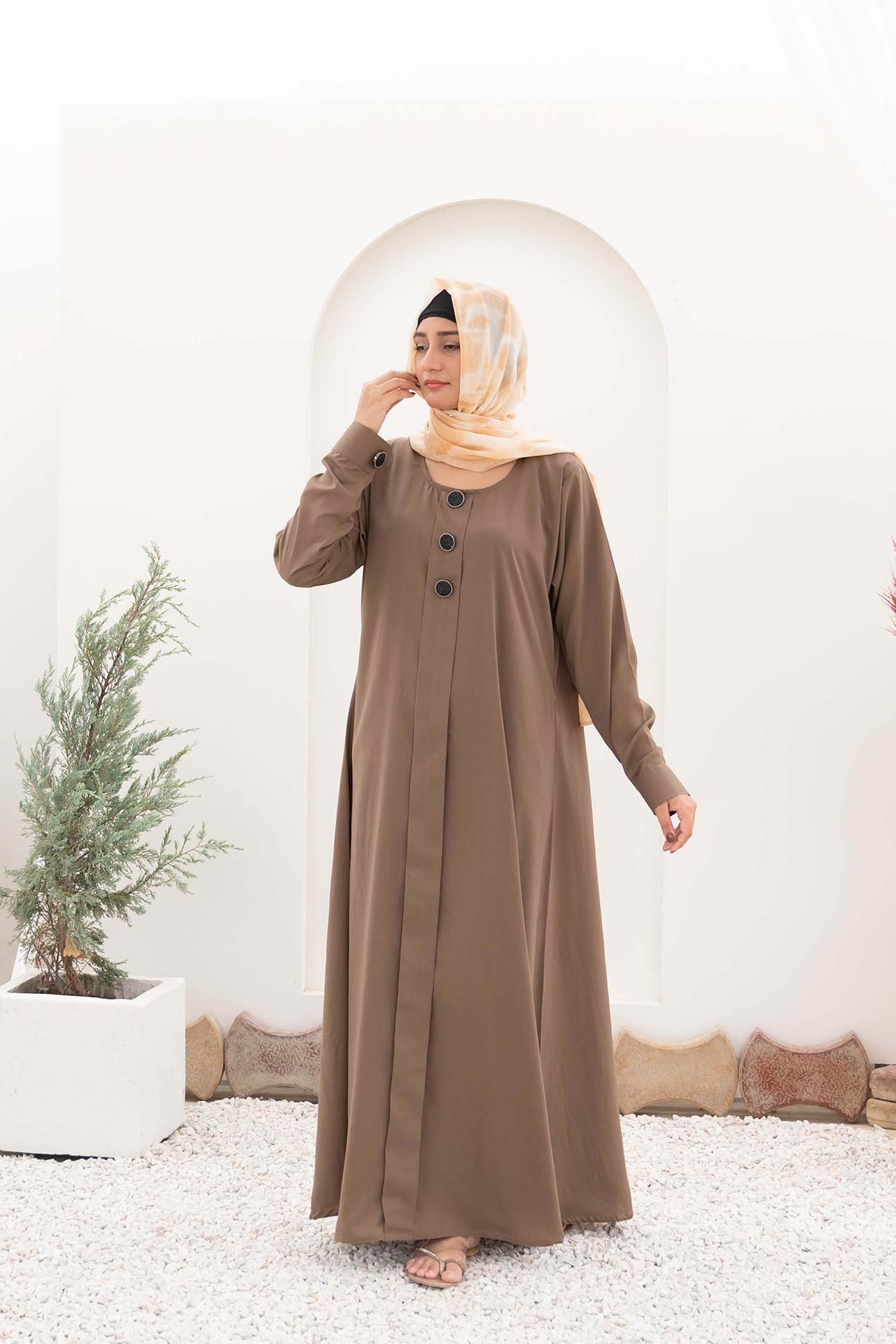 Turkish Style Maxi Abaya - Khaaki
