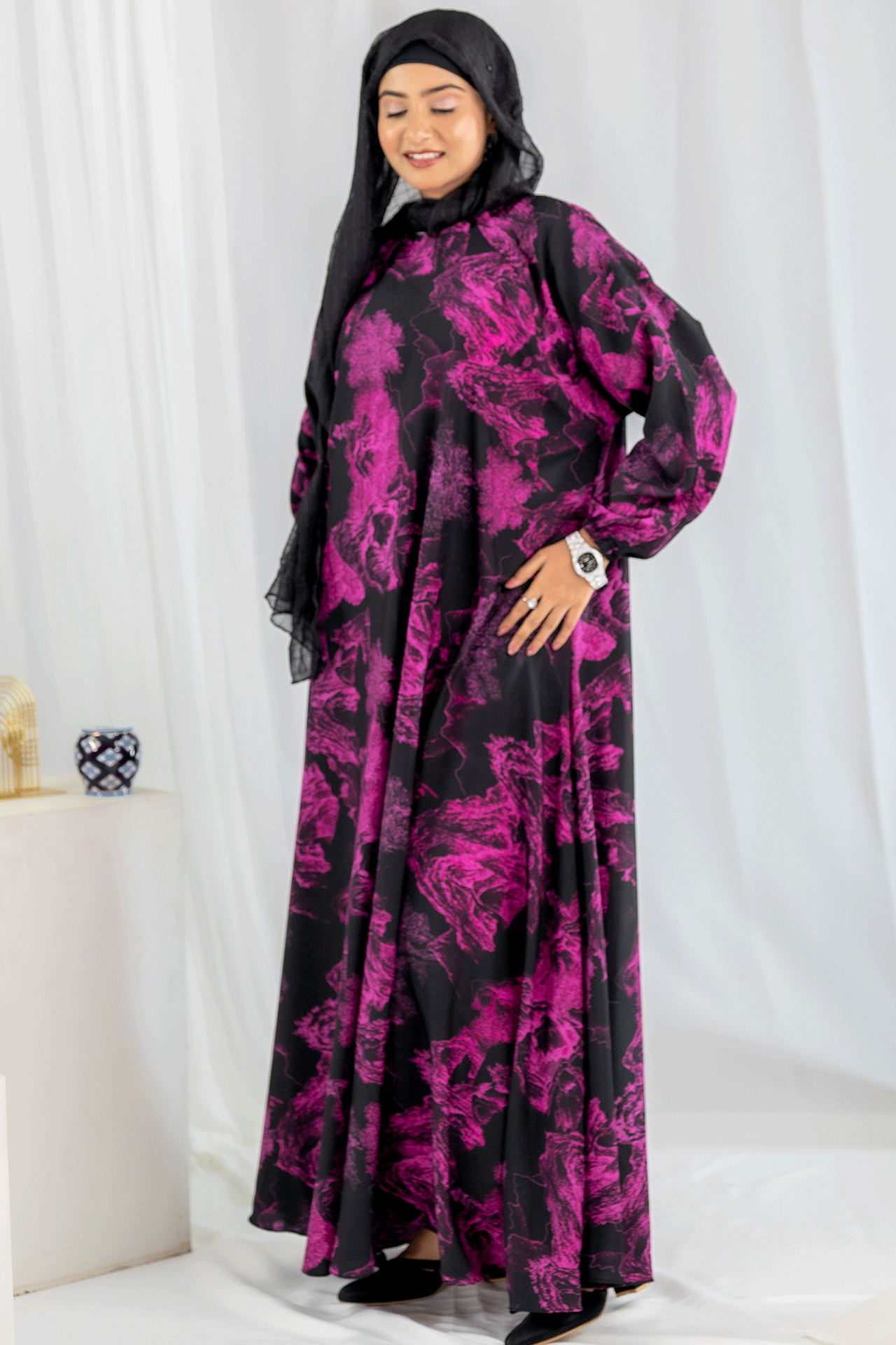Nashwa P10 - Pirnted Maxi Abaya