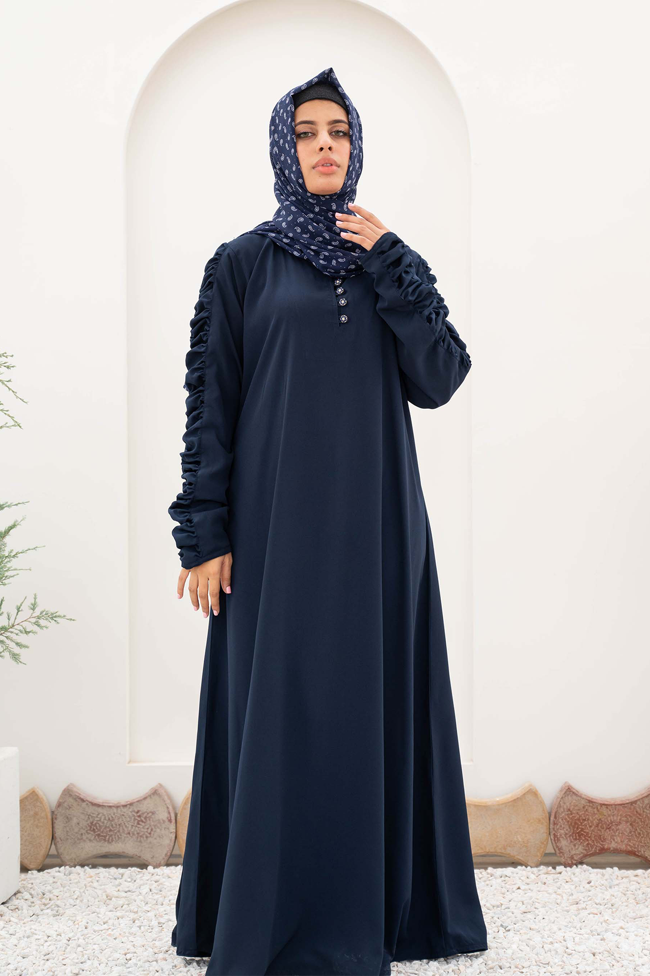 Gazer Style Maxi Abaya - Navy Blue