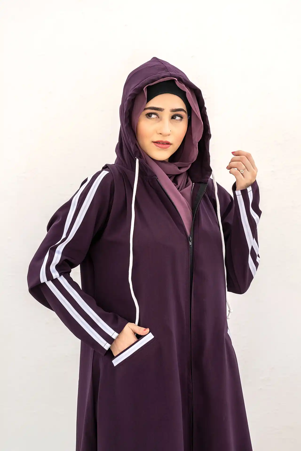 Modest Hoodie Abaya – Deep Violet