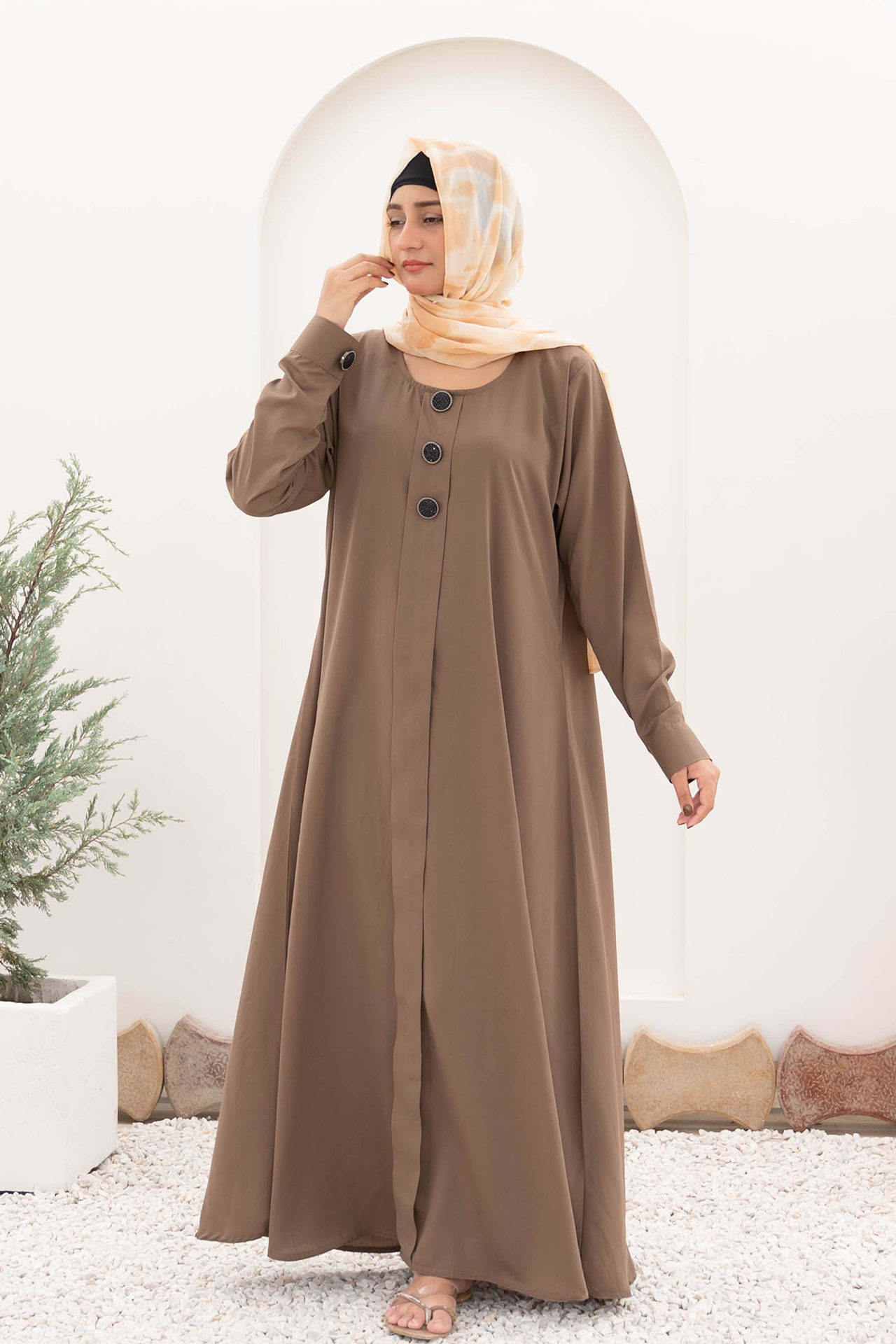 Turkish Style Maxi Abaya - Khaaki