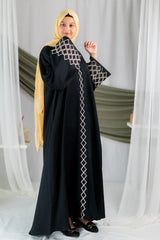 Almas - Black Golden Embroidered Gown Abaya