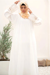 Hareer Maxi Abaya - White