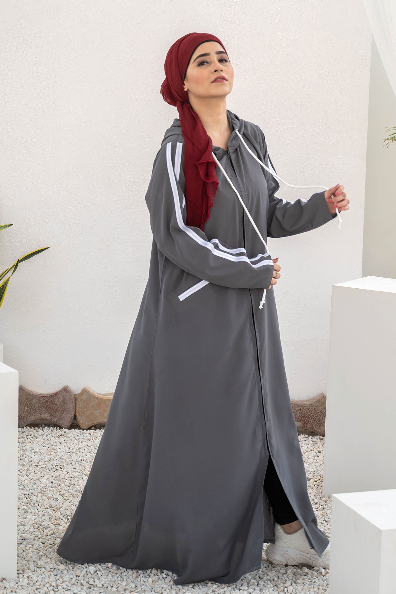 Modest Hoodie Abaya – Smokey Grey