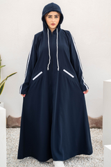 Modest Hoodie Abaya – Navy Blue