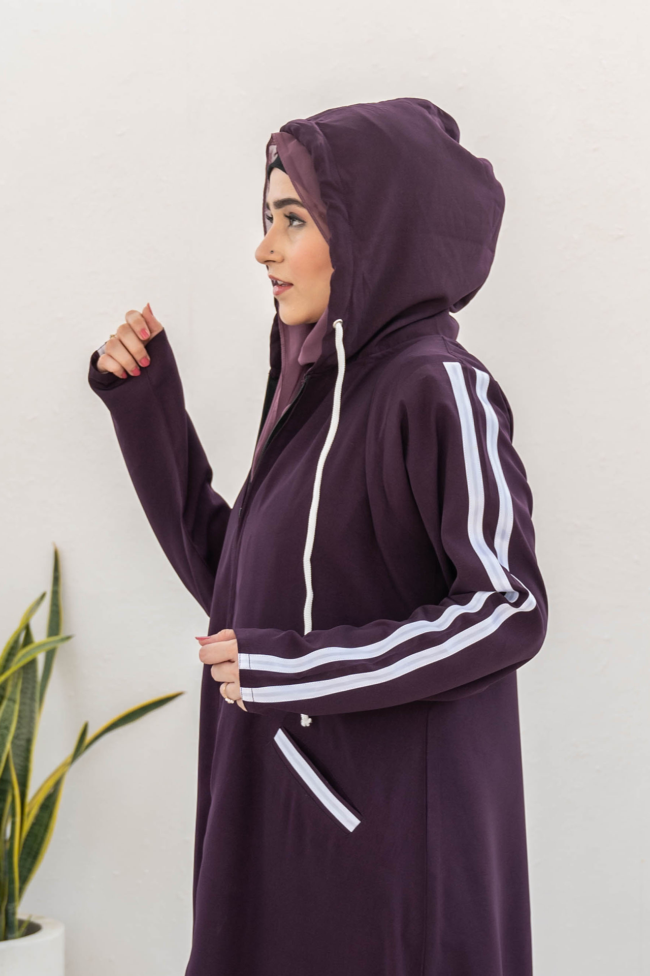 Modest Hoodie Abaya – Deep Violet