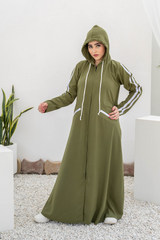 Modest Hoodie Abaya – Olive Green