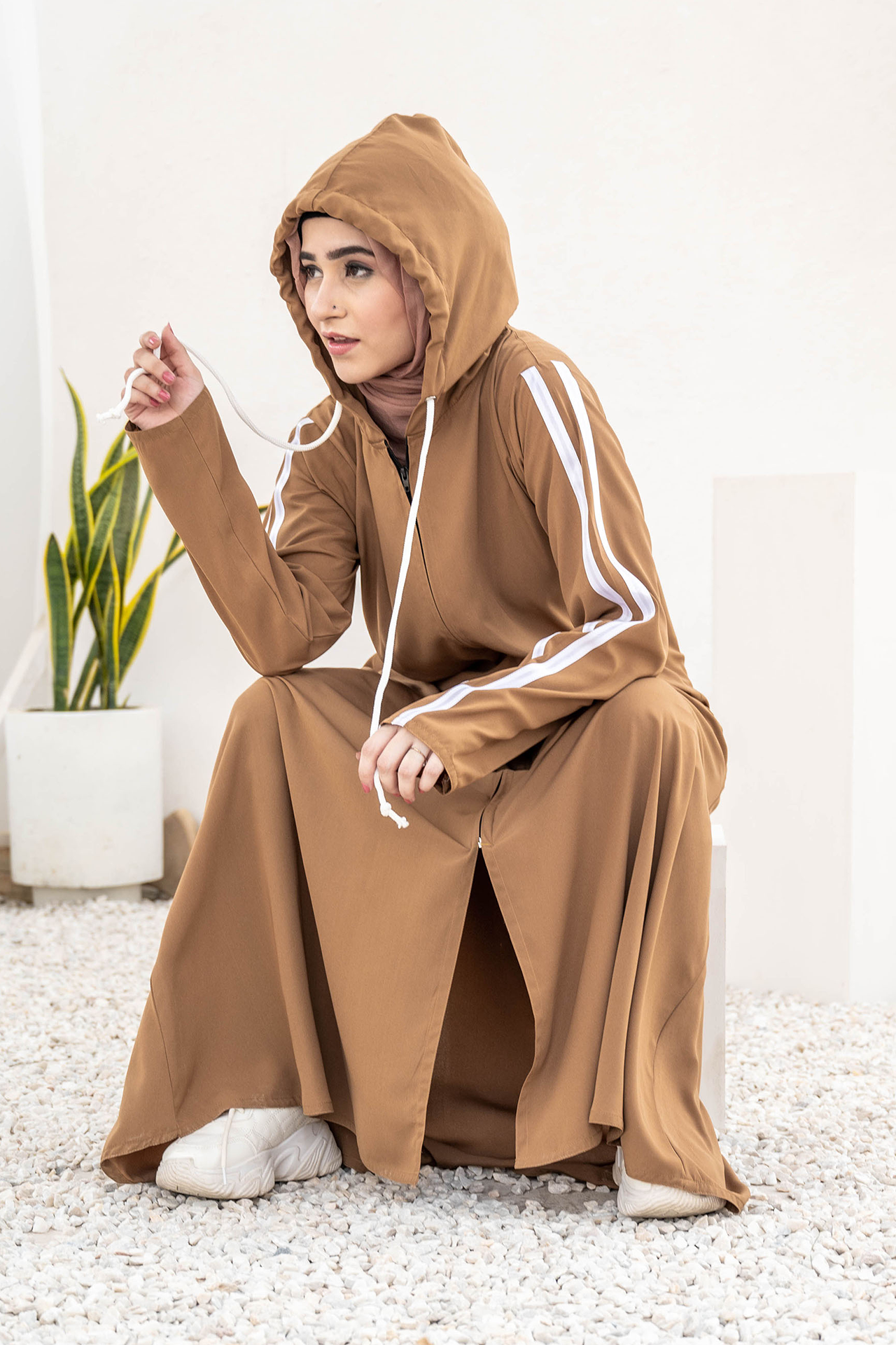 Modest Hoodie Abaya – Camel