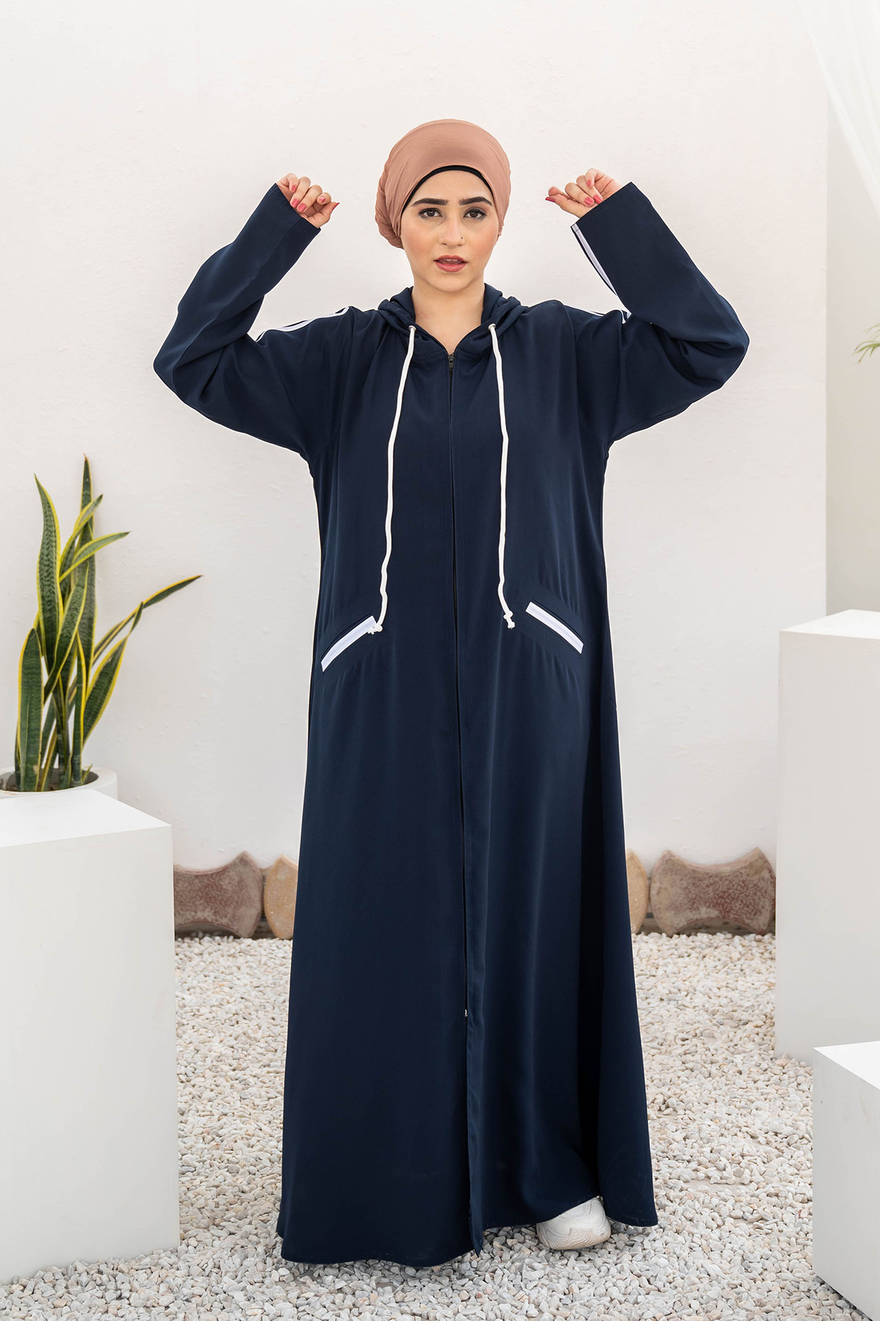 Modest Hoodie Abaya – Navy Blue