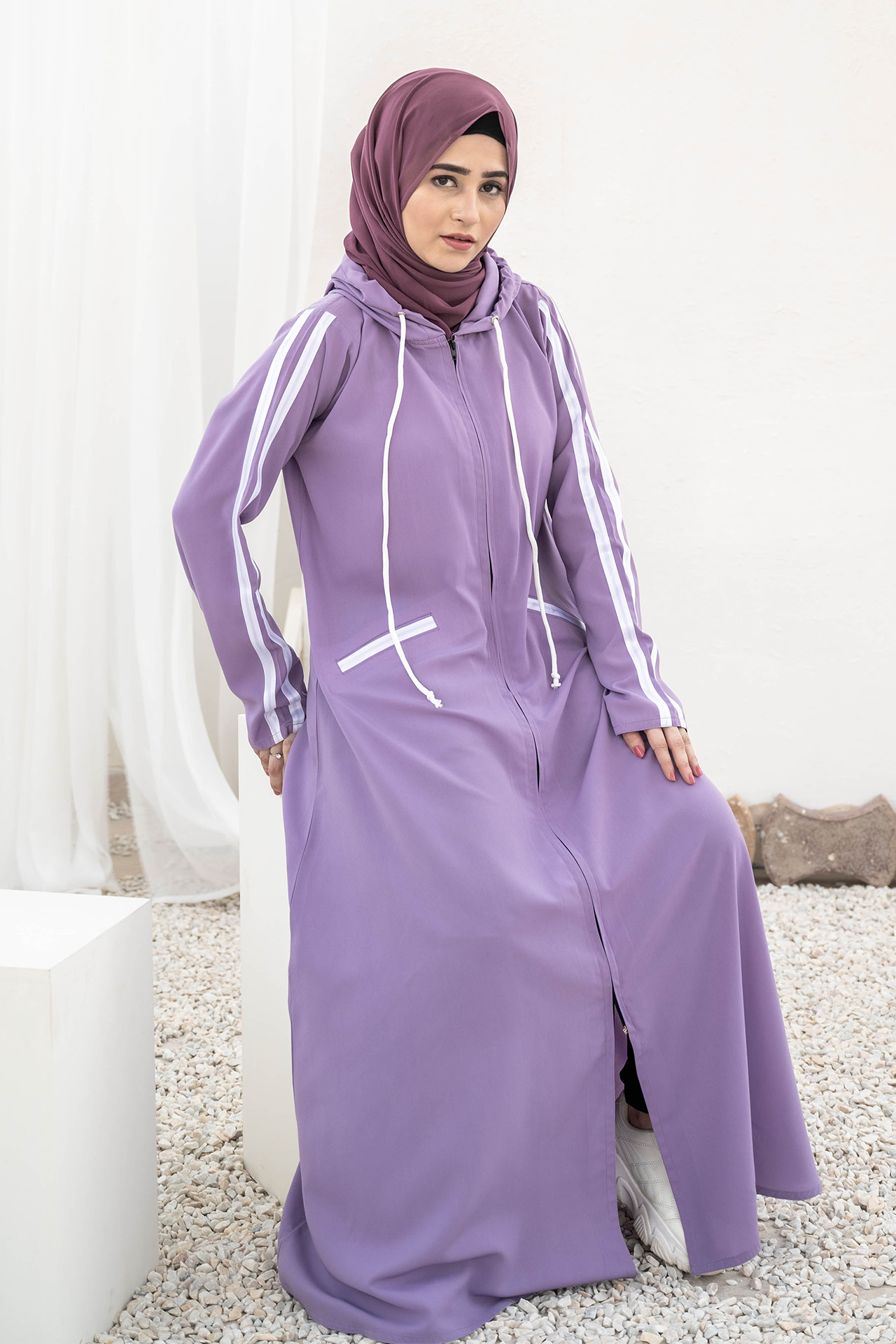 Modest Hoodie Abaya – Lavender