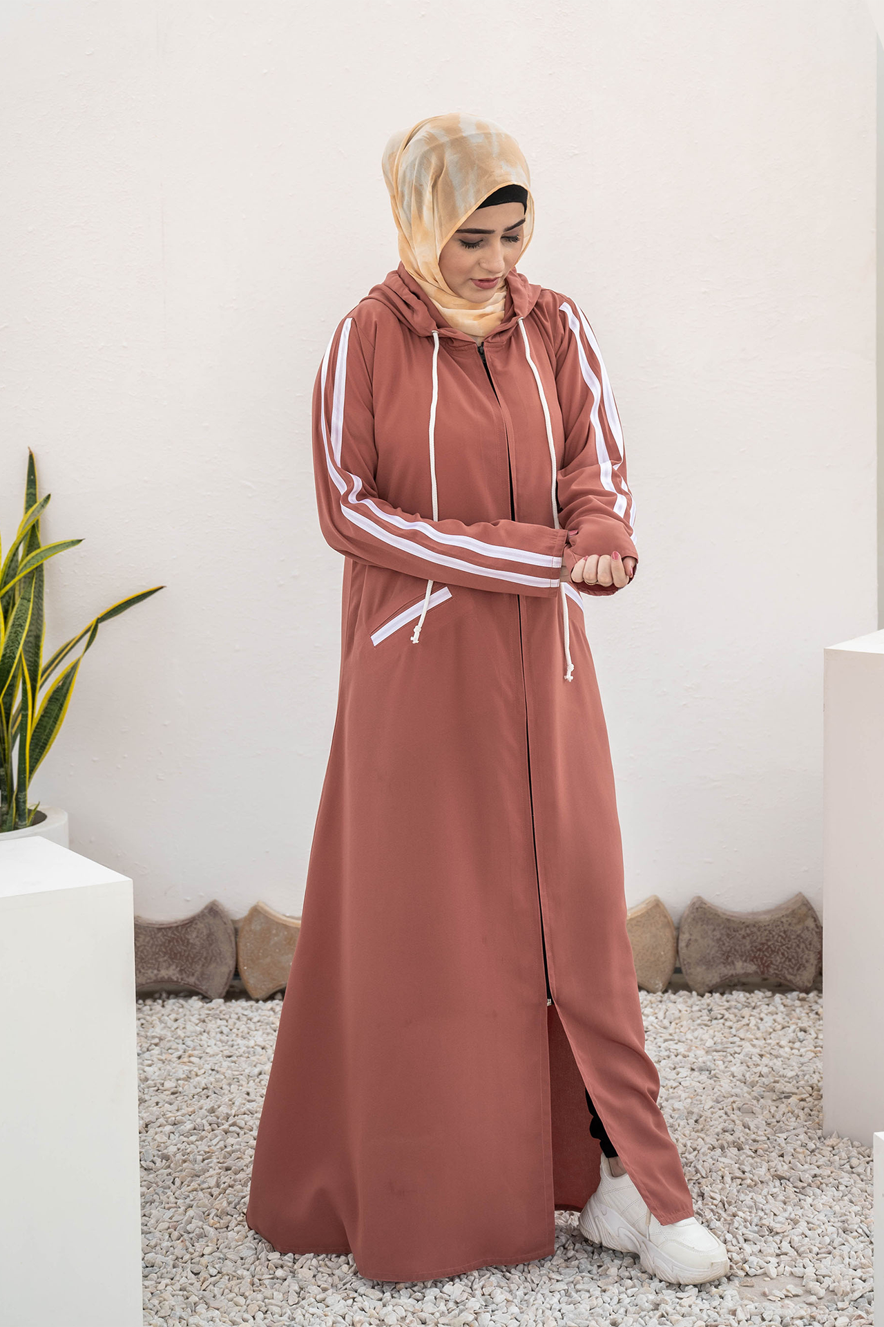 Modest Hoodie Abaya – Salmon Pink