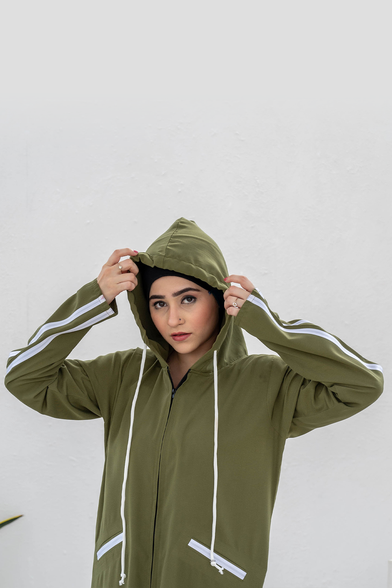 Modest Hoodie Abaya – Olive Green