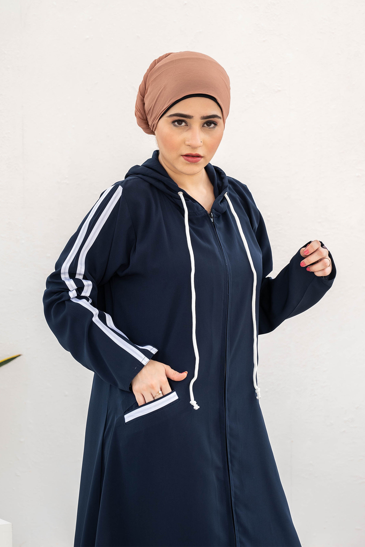 Modest Hoodie Abaya – Navy Blue
