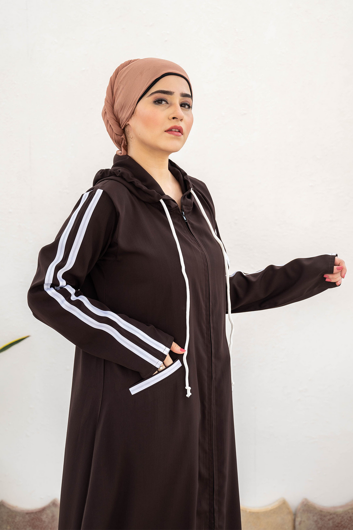 Modest Hoodie Abaya – Dark Choco