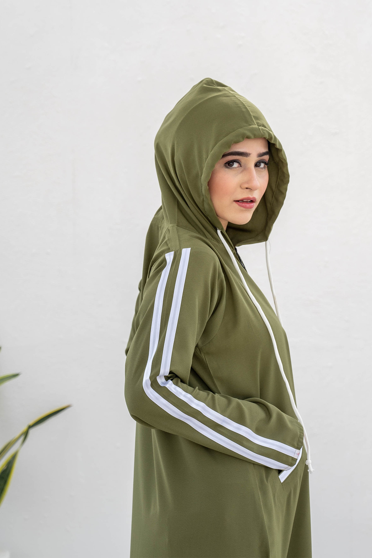 Modest Hoodie Abaya – Olive Green