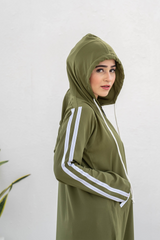 Modest Hoodie Abaya – Olive Green