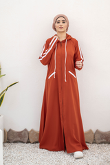 Modest Hoodie Abaya – Neon Orange