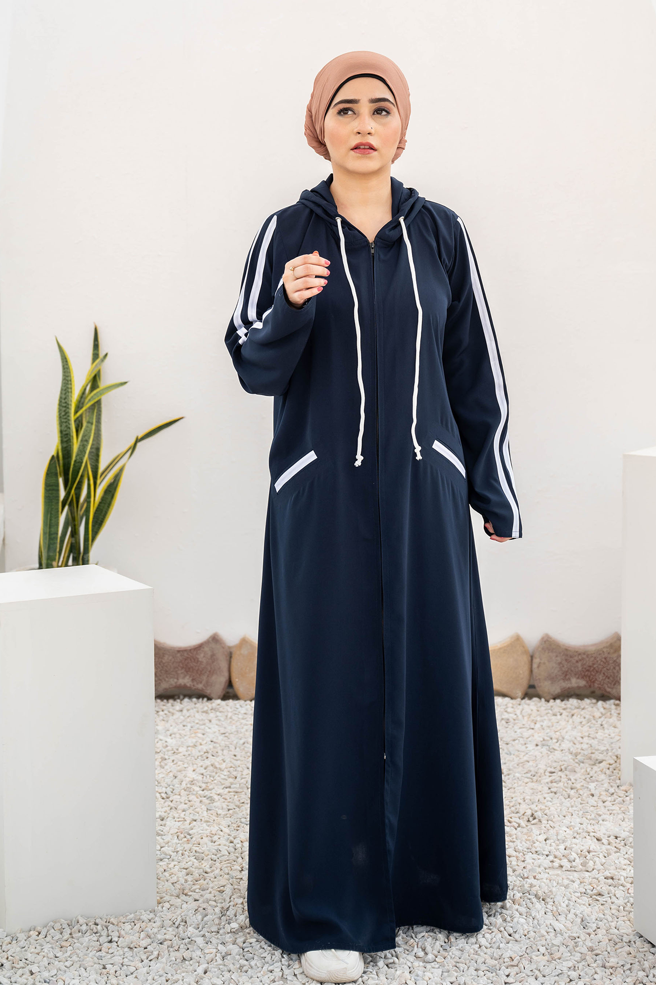 Modest Hoodie Abaya – Navy Blue