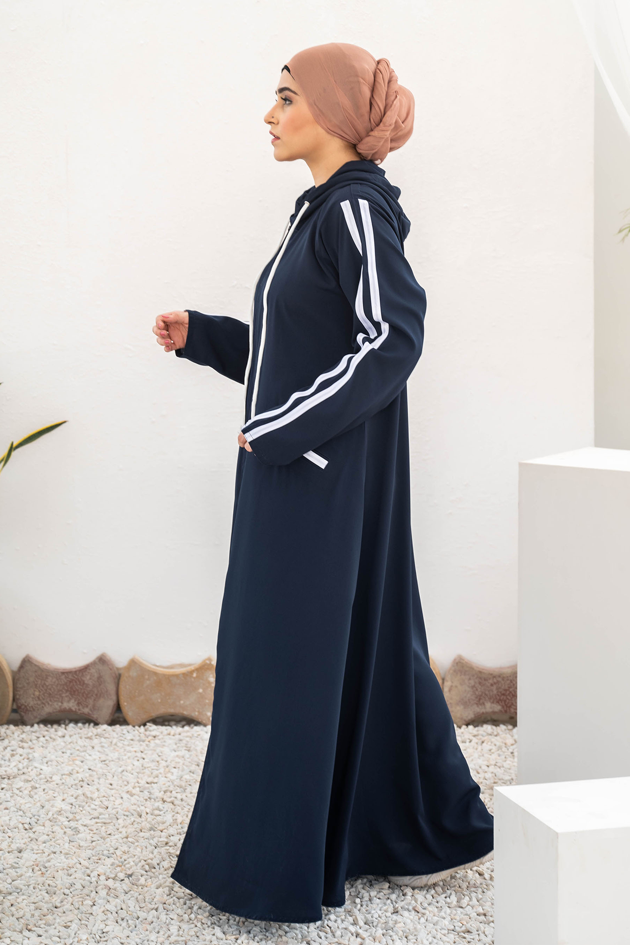 Modest Hoodie Abaya – Navy Blue