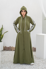 Modest Hoodie Abaya – Olive Green