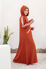 Modest Hoodie Abaya – Neon Orange