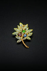 Stoned Leaf Brooch - Jalbaab